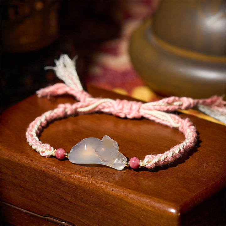 Buddha Stones Braccialetto armonia positiva con gatto calcedonio - image 4