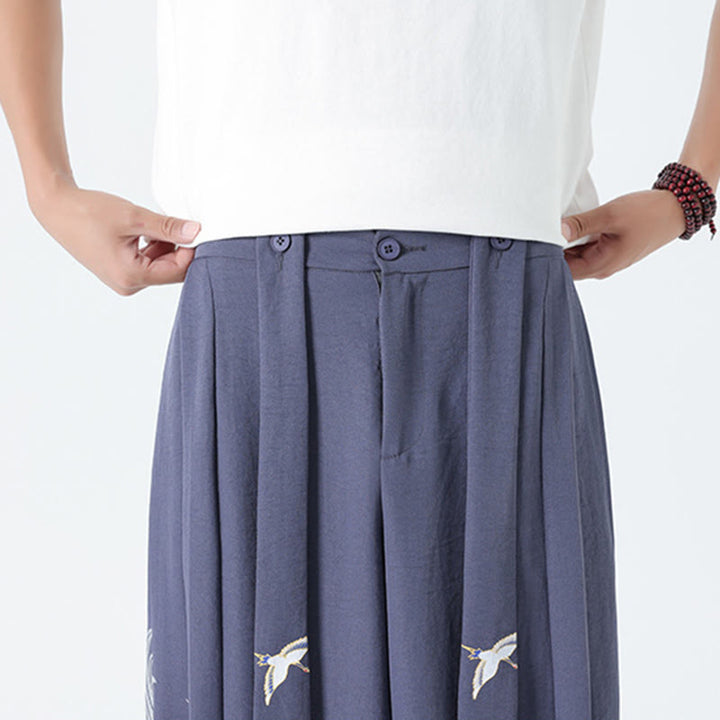 Buddha Stones Pantaloni larghi da uomo in cotone con coulisse, alla caviglia, con tasche e motivo a drago estivo - image 31