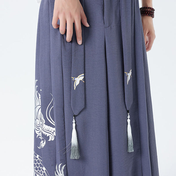 Buddha Stones Pantaloni larghi da uomo in cotone con coulisse, alla caviglia, con tasche e motivo a drago estivo - image 33