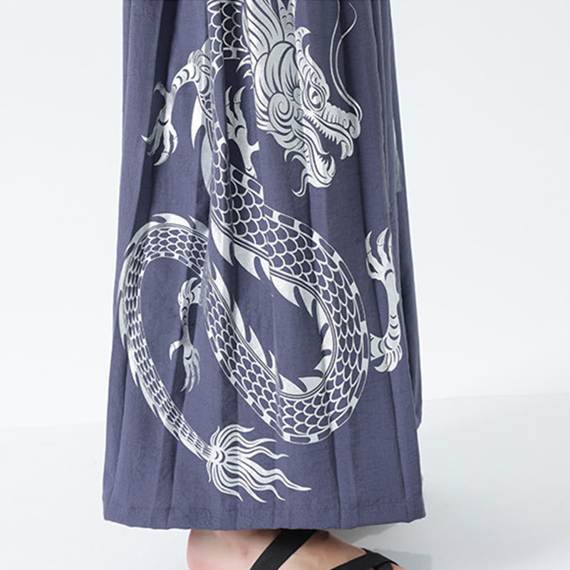 Buddha Stones Pantaloni larghi da uomo in cotone con coulisse, alla caviglia, con tasche e motivo a drago estivo - image 34