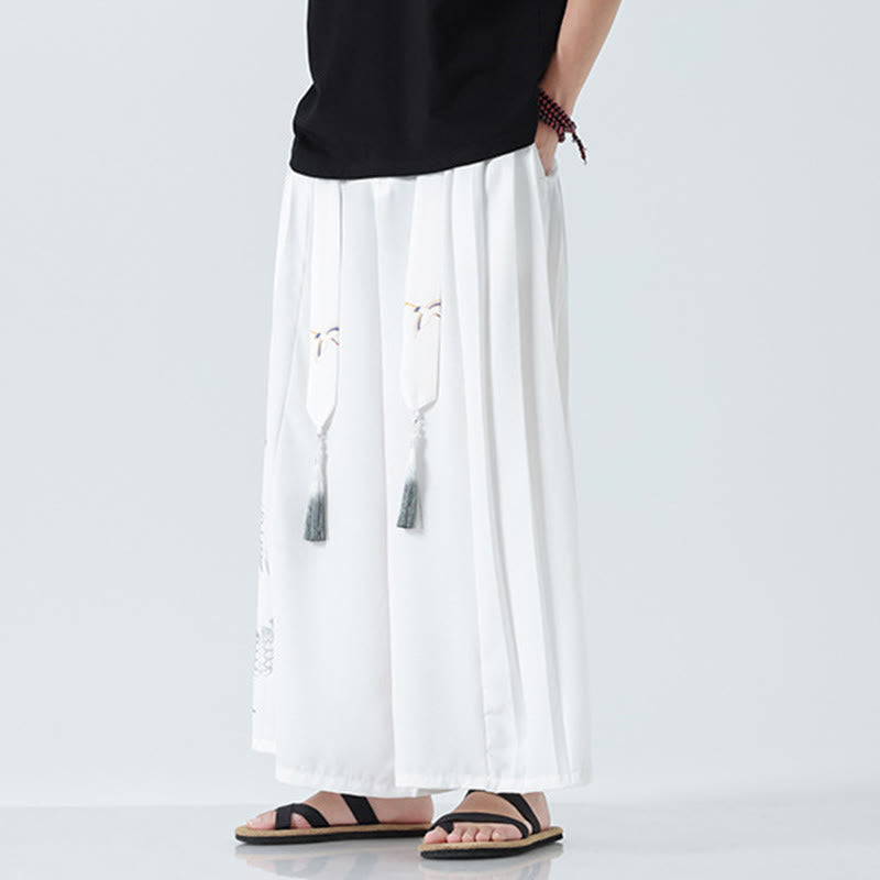 Buddha Stones Pantaloni larghi da uomo in cotone con coulisse, alla caviglia, con tasche e motivo a drago estivo - image 38