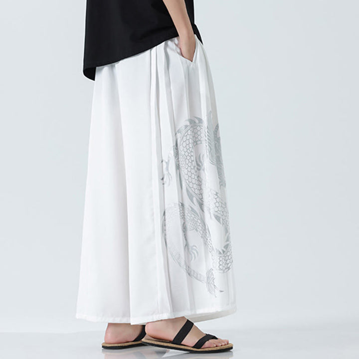 Buddha Stones Pantaloni larghi da uomo in cotone con coulisse, alla caviglia, con tasche e motivo a drago estivo - image 40