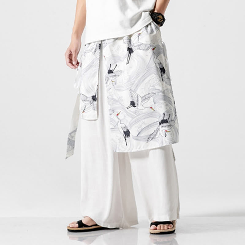 Buddha Stones Pantaloni da uomo in cotone con gamba larga e tasche, modello gru volante estivo - image 47