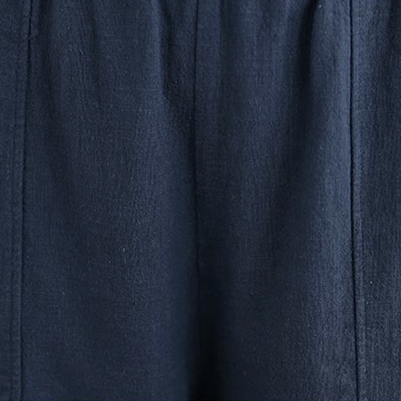 Buddha Stones Pantaloni da donna in cotone e lino tinta unita con gamba dritta e tasche - image 27