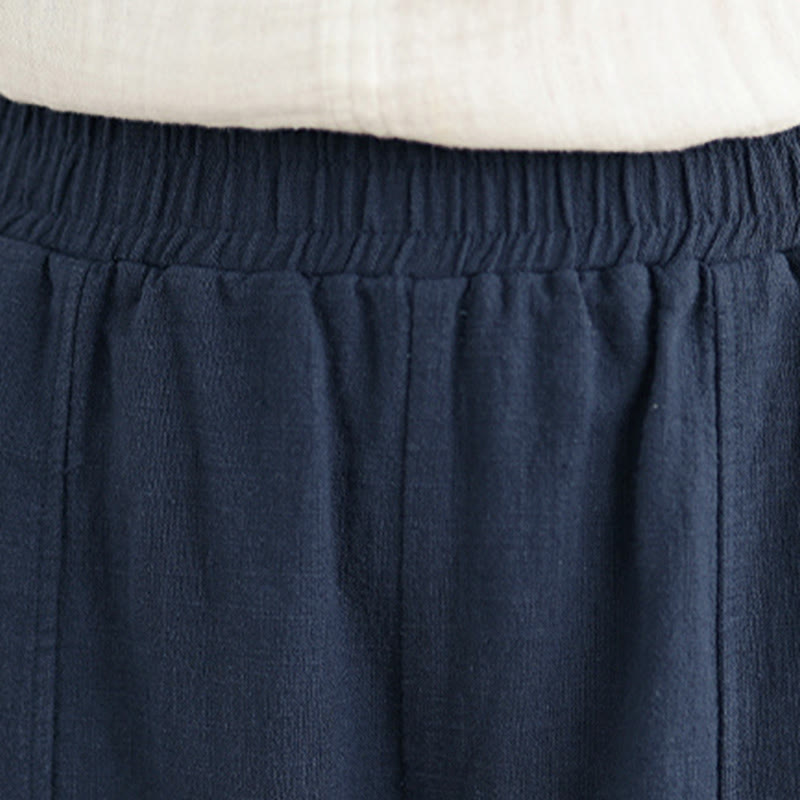 Buddha Stones Pantaloni da donna in cotone e lino tinta unita con gamba dritta e tasche - image 24