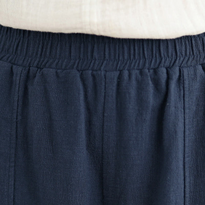 Buddha Stones Pantaloni da donna in cotone e lino tinta unita con gamba dritta e tasche - image 24