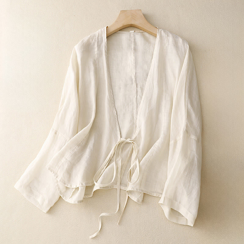 Kimono da donna estivo a maniche lunghe con allacciatura frontale e stampa Buddha Stones. - Biancheria - US12, UK/AU16, EU44 (XL) - image 6