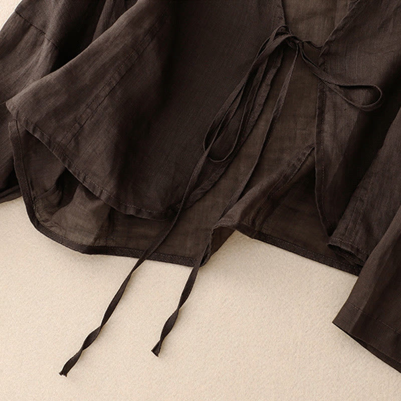 Kimono da donna estivo a maniche lunghe con allacciatura frontale e stampa Buddha Stones. - image 15