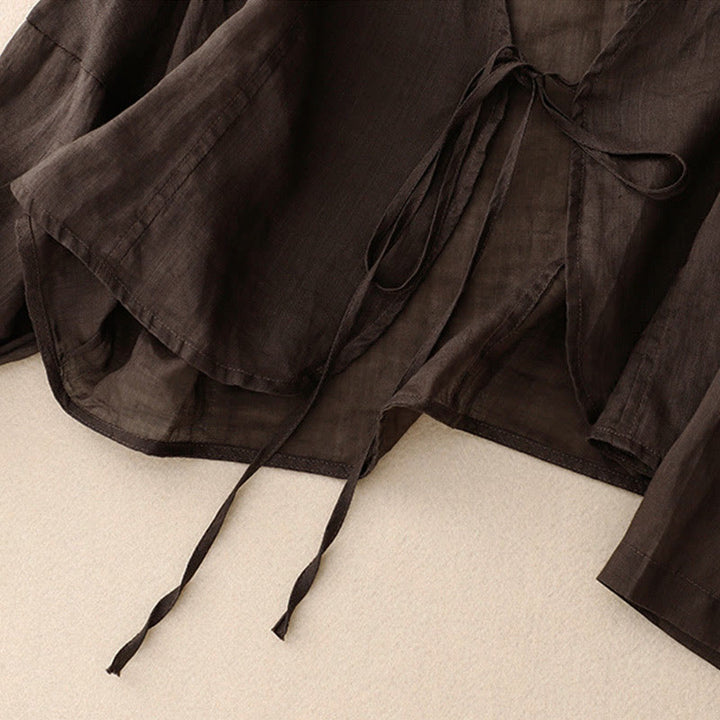 Kimono da donna estivo a maniche lunghe con allacciatura frontale e stampa Buddha Stones. - image 15