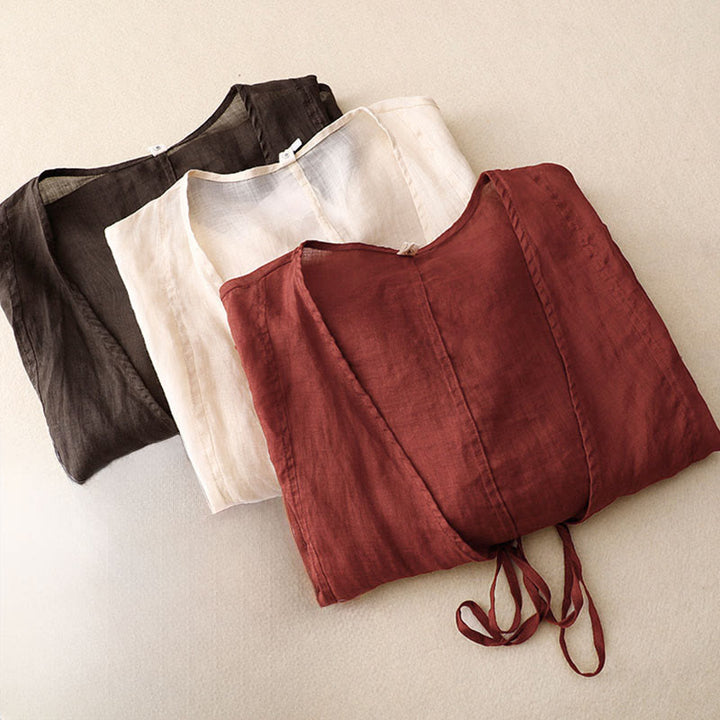 Kimono da donna estivo a maniche lunghe con allacciatura frontale e stampa Buddha Stones. - image 18