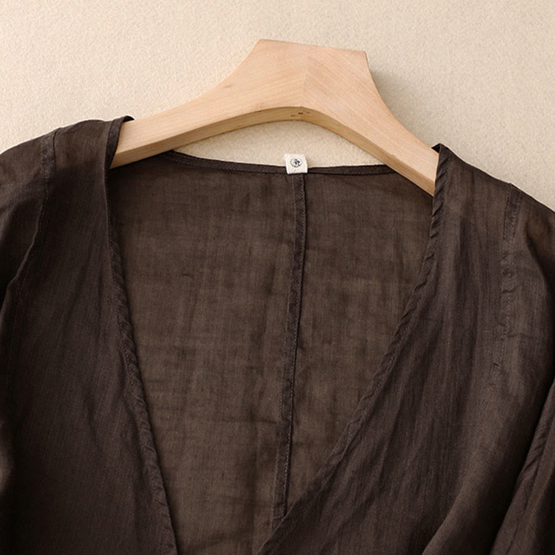 Kimono da donna estivo a maniche lunghe con allacciatura frontale e stampa Buddha Stones. - image 13