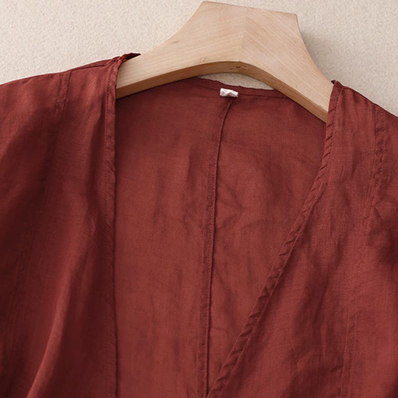 Buddha Stones Kimono estivo da donna con maniche lunghe e lacci, aperto sul davanti - image 1