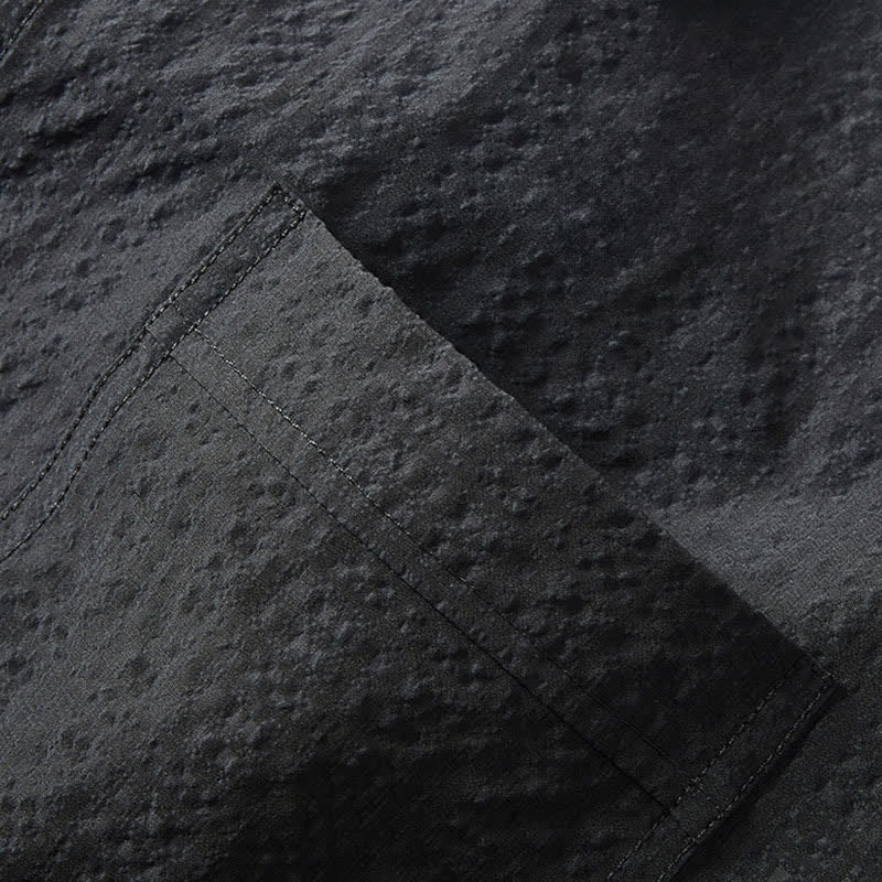 Buddha Stones Camicie da uomo con risvolto, maniche lunghe, bottoni, tinta unita e strutturate, con tasca - image 4