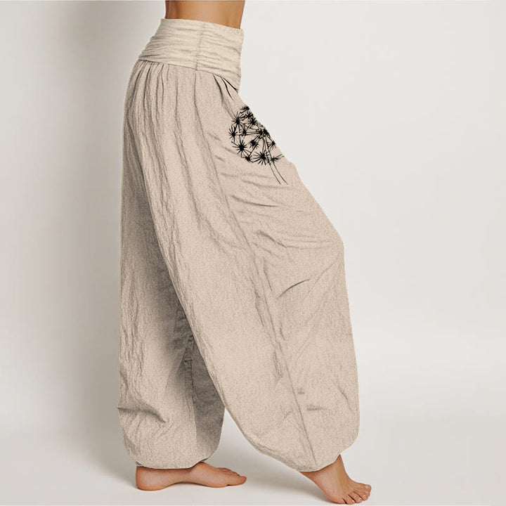 Buddha Stones Pantaloni harem da donna in puro cotone con elastico in vita e motivo a tarassaco - image 13