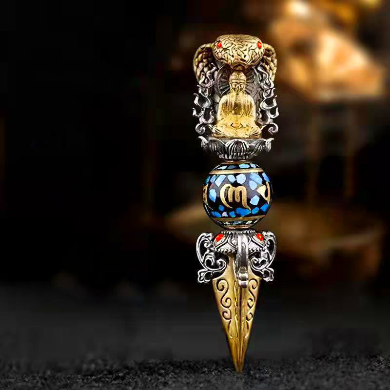 Buddha Stones Tibetano Om Mani Padme Hum Buddha Ricchezza Rotazione Collana Ciondolo Vajra - Ciondolo e catena - image 0