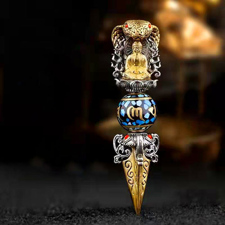 Buddha Stones Tibetano Om Mani Padme Hum Buddha Ricchezza Rotazione Collana Ciondolo Vajra - Ciondolo e catena - image 0