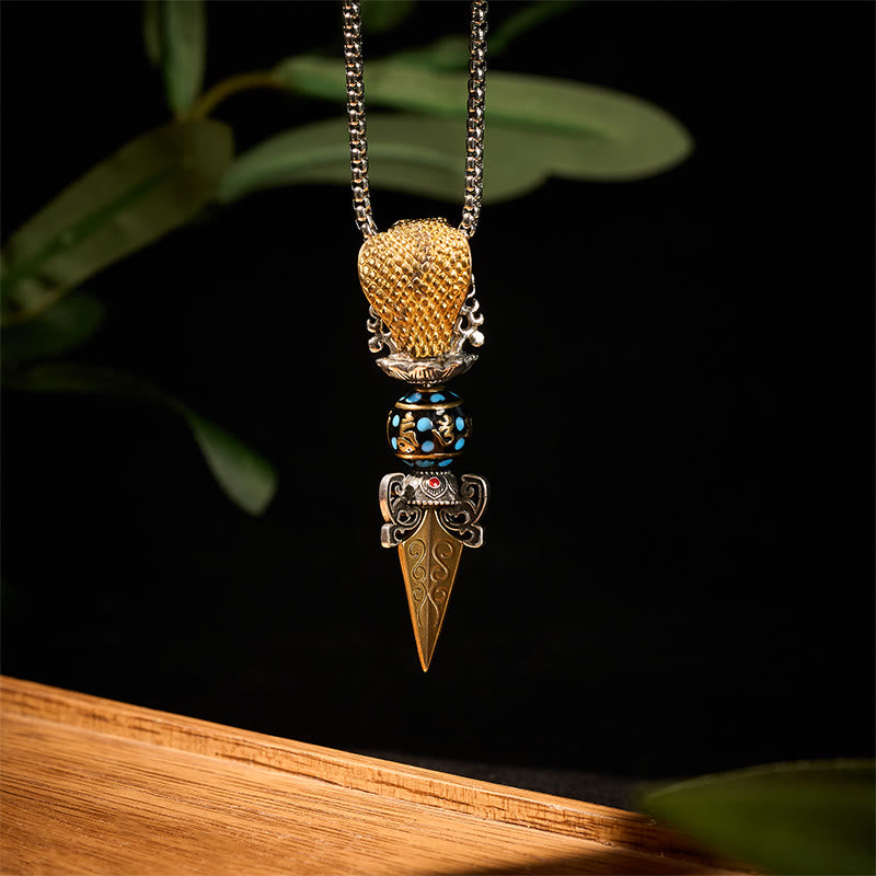 Buddha Stones Tibetano Om Mani Padme Hum Buddha Ricchezza Rotazione Collana Ciondolo Vajra - image 2