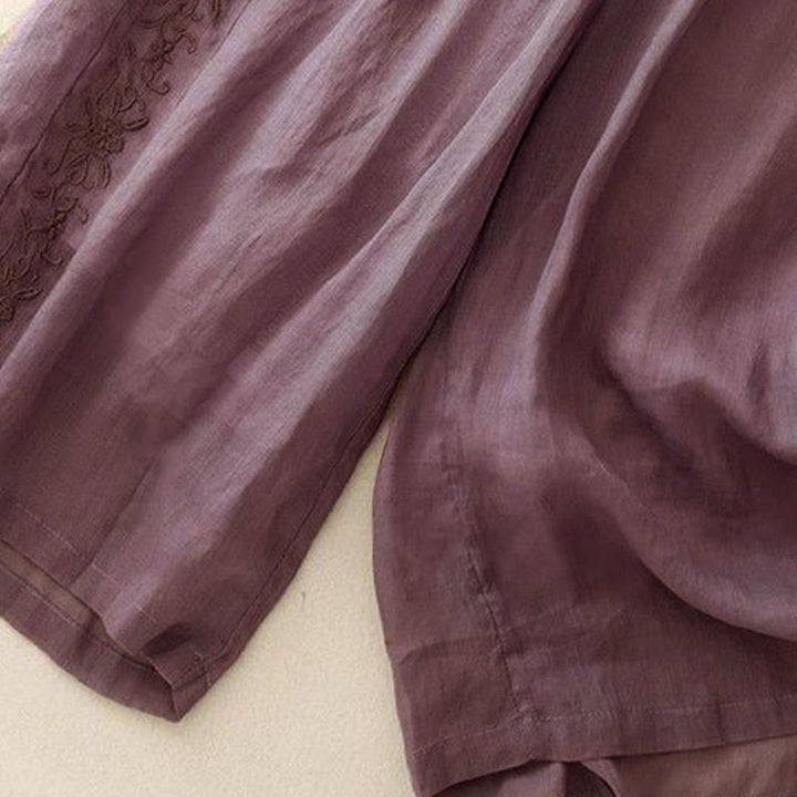 Pantaloni larghi da donna con tasche, lunghezza 7-8, con ricamo laterale Buddha Stones - image 4
