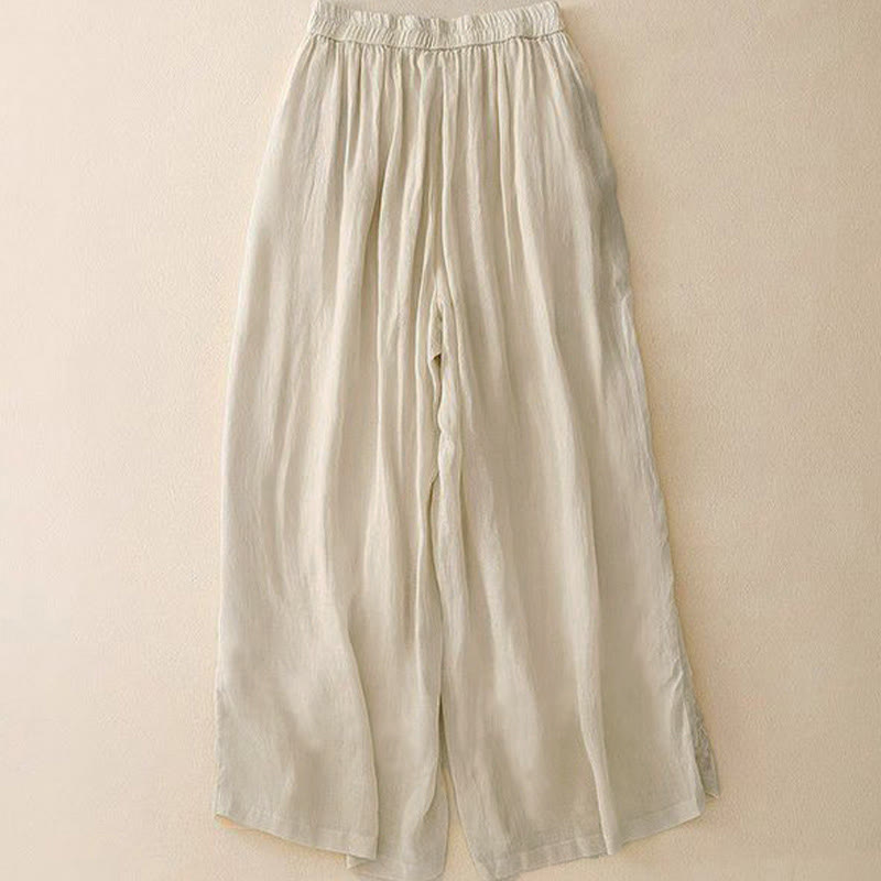 Pantaloni larghi da donna con tasche, lunghezza 7-8, con ricamo laterale Buddha Stones - image 6
