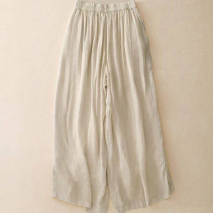 Pantaloni larghi da donna con tasche, lunghezza 7-8, con ricamo laterale Buddha Stones - image 6