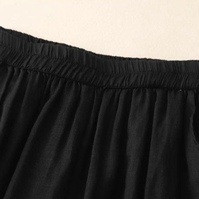 Pantaloni larghi da donna con tasche, lunghezza 7-8, con ricamo laterale Buddha Stones - image 14