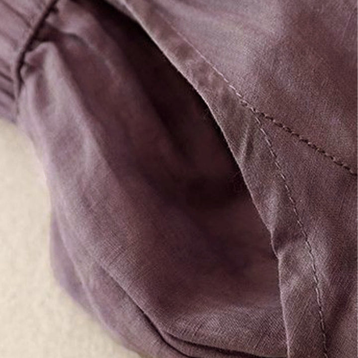 Pantaloni larghi da donna con tasche, lunghezza 7-8, con ricamo laterale Buddha Stones - image 2