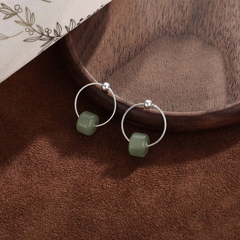 Buddha Stones Orecchini della prosperità in giada Hetian in argento sterling 925 - image 3