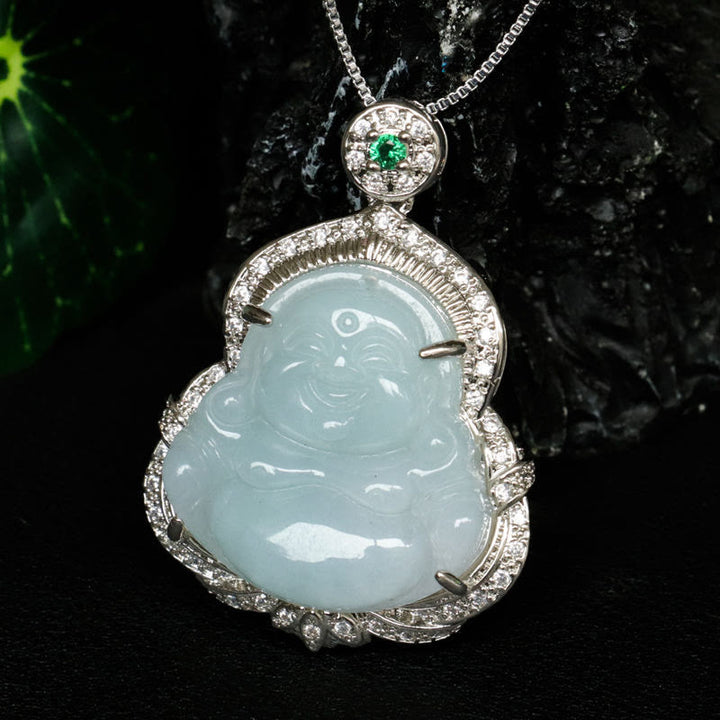 Buddha Stones Collana con ciondolo in giada con Buddha sorridente e abbondanza - image 8
