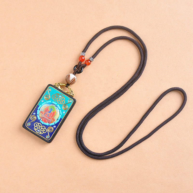 Collana con ciondolo in legno di ebano e Buddha Stones della medicina, simbolo della pace - image 1