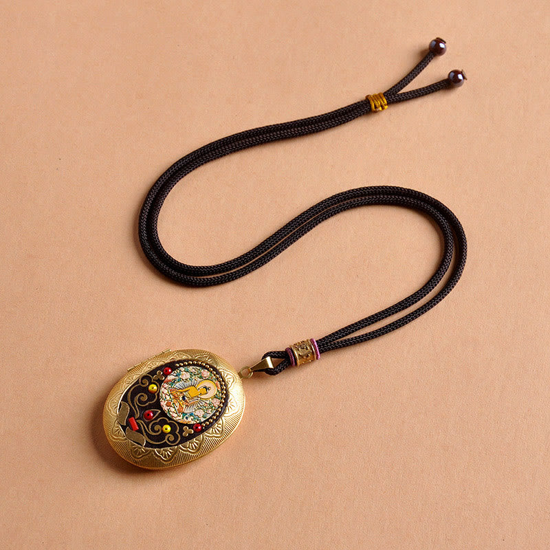 Buddha Stones Collana con ciondolo ricchezza Kwan Yin Avalokitesvara Zakiram in rame - Corda Tathagata (lunghezza collana: 72 cm) - image 1