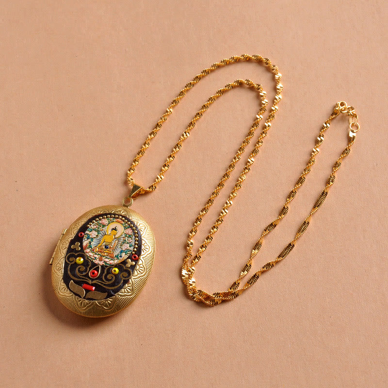 Buddha Stones Collana con ciondolo ricchezza Kwan Yin Avalokitesvara Zakiram in rame - Catena Tathagata (lunghezza collana: 60 cm) - image 9