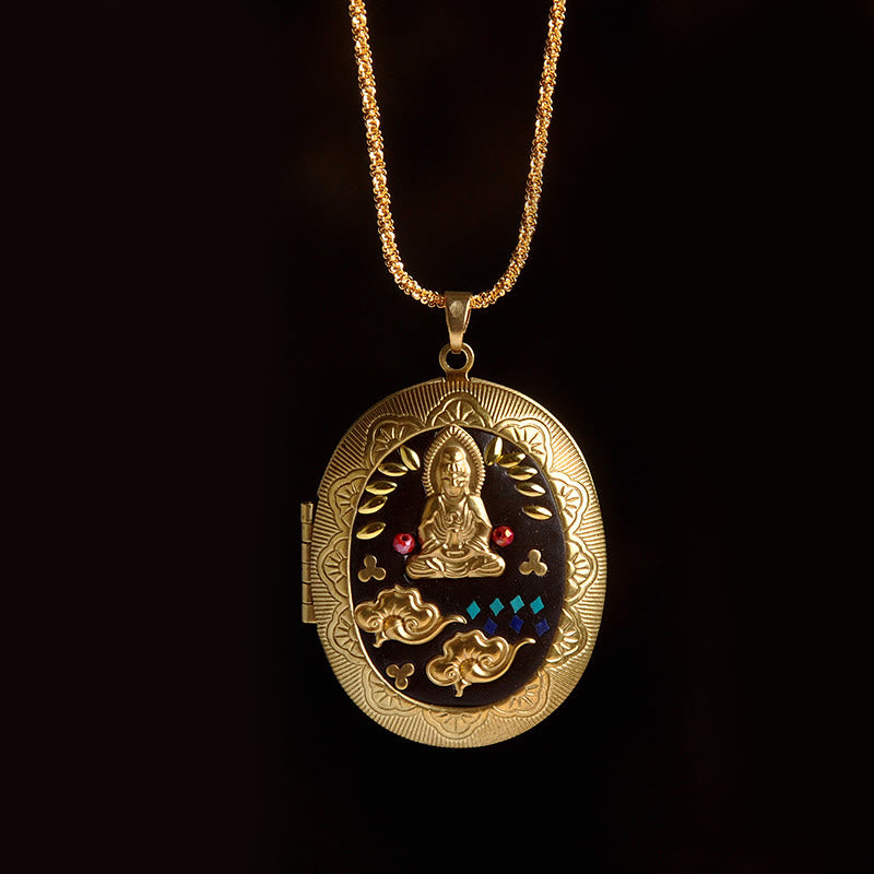 Buddha Stones Collana con ciondolo ricchezza Kwan Yin Avalokitesvara Zakiram in rame - Catena Avalokitesvara (lunghezza collana: 60 cm) - image 25