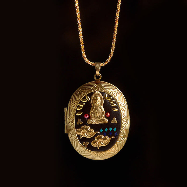 Buddha Stones Collana con ciondolo ricchezza Kwan Yin Avalokitesvara Zakiram in rame - Catena Avalokitesvara (lunghezza collana: 60 cm) - image 25