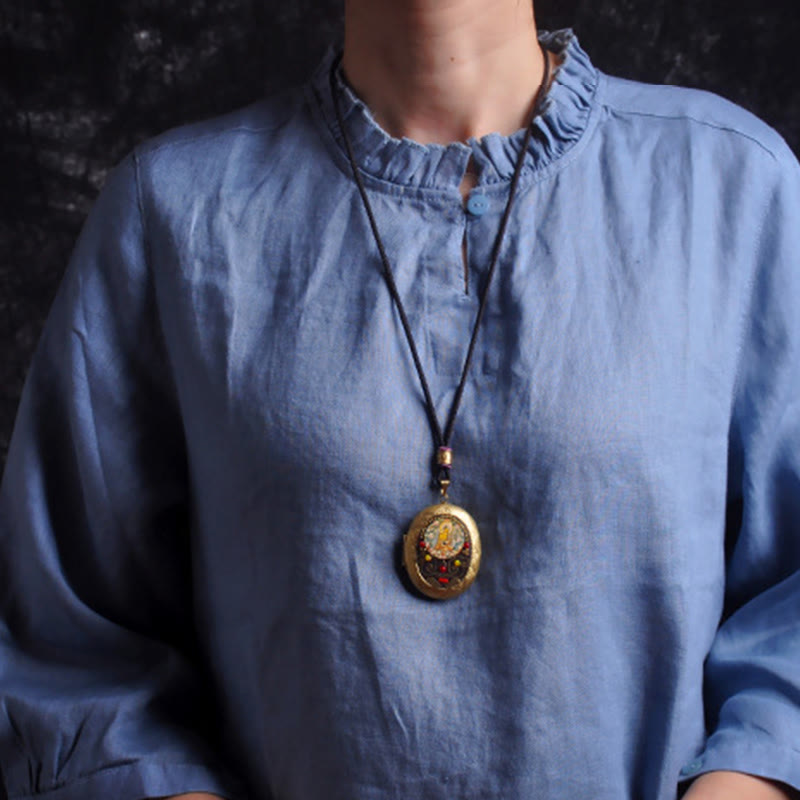 Buddha Stones Collana con ciondolo ricchezza Kwan Yin Avalokitesvara Zakiram in rame - image 4