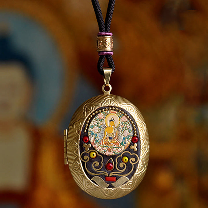Buddha Stones Collana con ciondolo ricchezza Kwan Yin Avalokitesvara Zakiram in rame - image 2