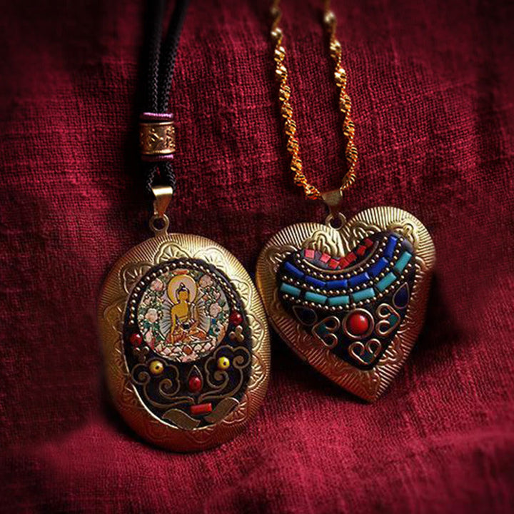 Buddha Stones Collana con ciondolo ricchezza Kwan Yin Avalokitesvara Zakiram in rame - image 31