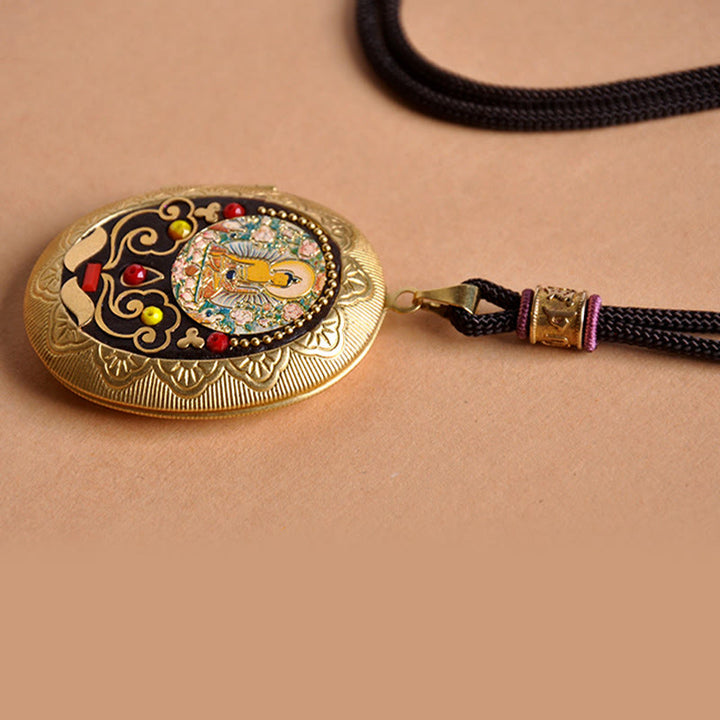 Buddha Stones Collana con ciondolo ricchezza Kwan Yin Avalokitesvara Zakiram in rame - image 8