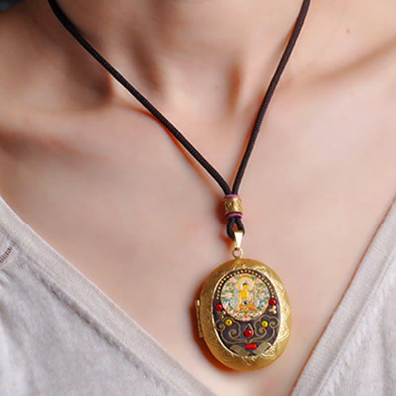Buddha Stones Collana con ciondolo ricchezza Kwan Yin Avalokitesvara Zakiram in rame - image 7