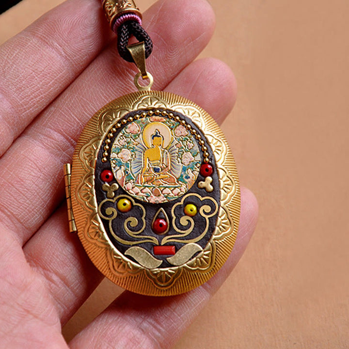 Buddha Stones Collana con ciondolo ricchezza Kwan Yin Avalokitesvara Zakiram in rame - image 3
