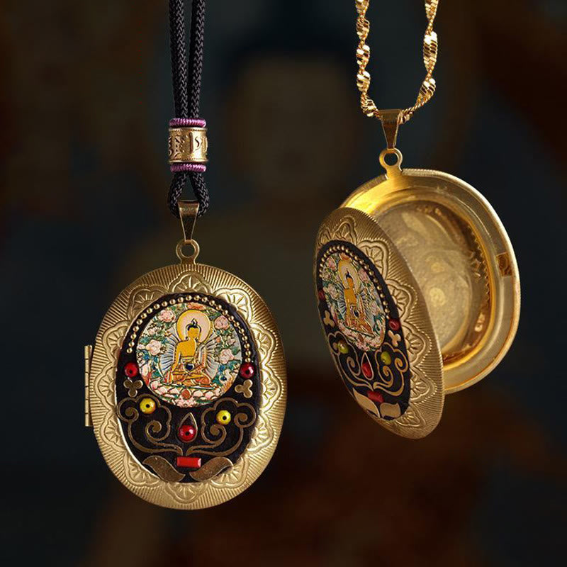Buddha Stones Collana con ciondolo ricchezza Kwan Yin Avalokitesvara Zakiram in rame - image 11