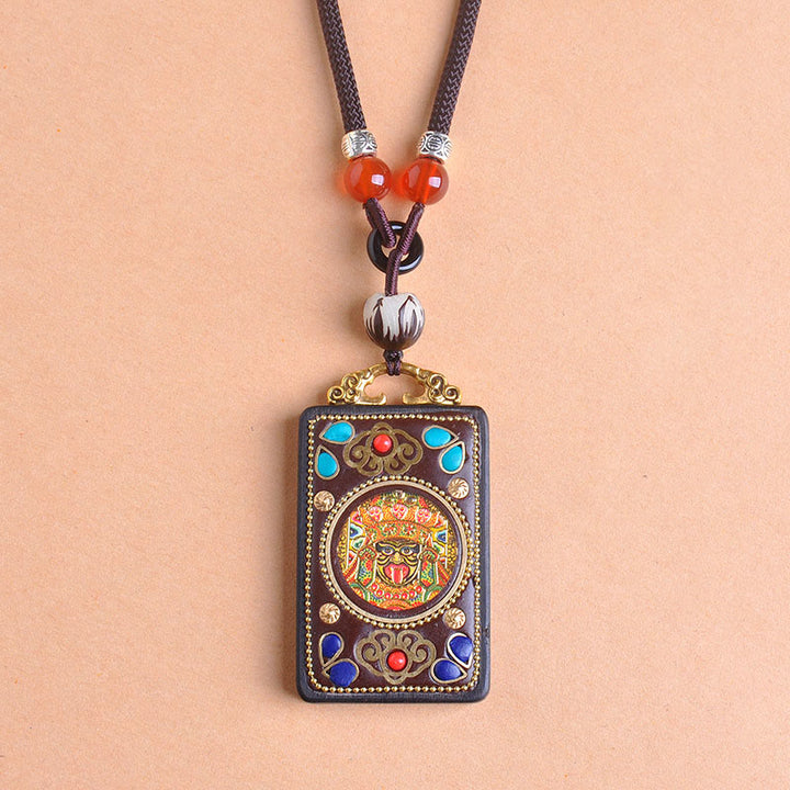Buddha Stones Collana con ciondolo in legno di ebano e monete di rame Yin Yang Thangka Zakiram Balance - image 2