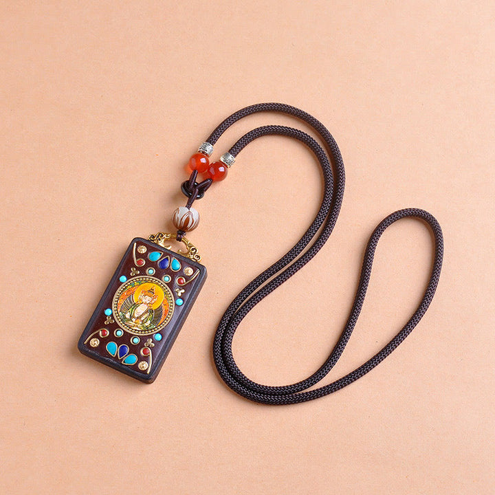 Buddha Stones Collana con ciondolo in legno di ebano e monete di rame Yin Yang Thangka Zakiram Balance - image 12