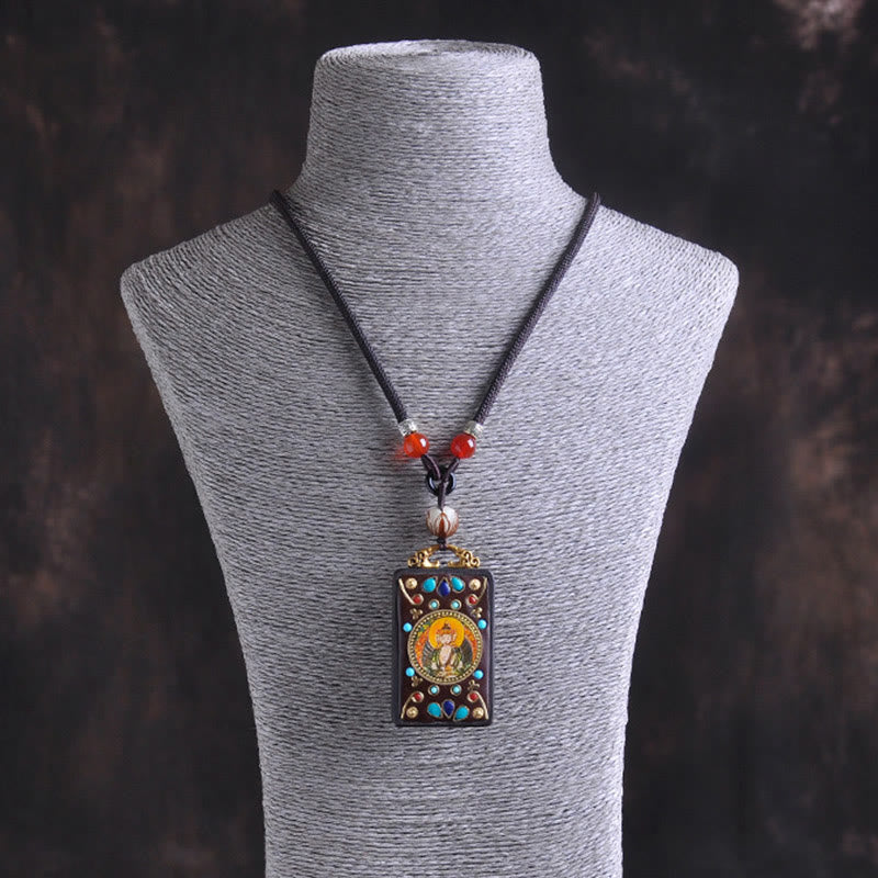 Buddha Stones Collana con ciondolo in legno di ebano e monete di rame Yin Yang Thangka Zakiram Balance - image 14