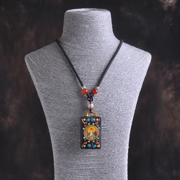 Buddha Stones Collana con ciondolo in legno di ebano e monete di rame Yin Yang Thangka Zakiram Balance - image 14
