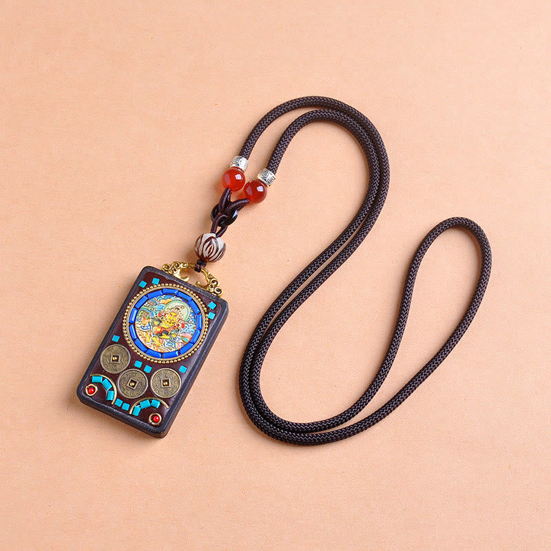 Buddha Stones Collana con ciondolo in legno di ebano e monete di rame Yin Yang Thangka Zakiram Balance - image 16