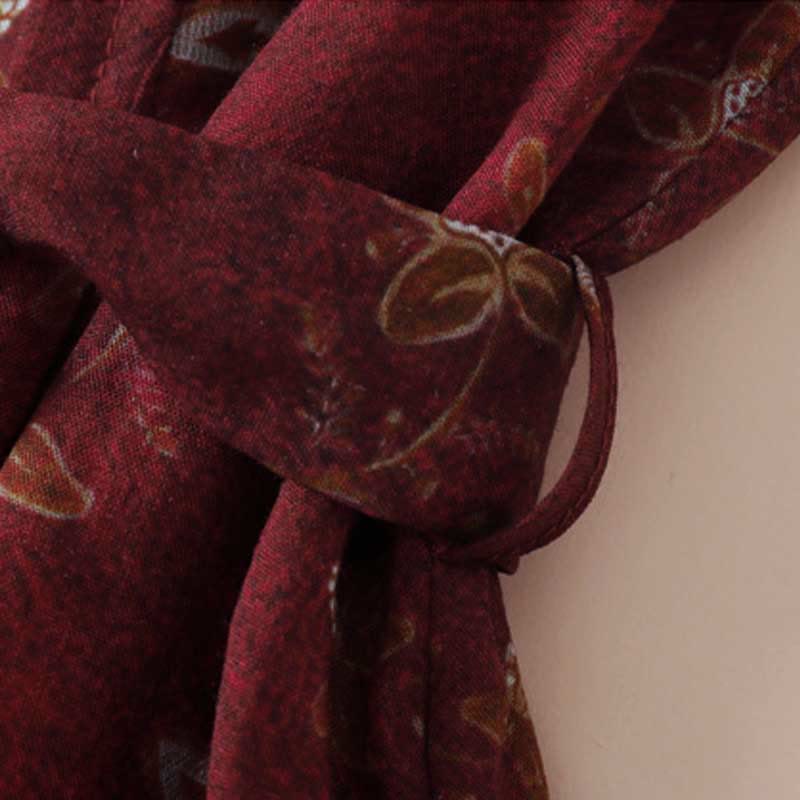 Buddha Stones Abito midi con maniche corte, tasche, bottoni, stampa floreale estiva e design allacciato - image 6