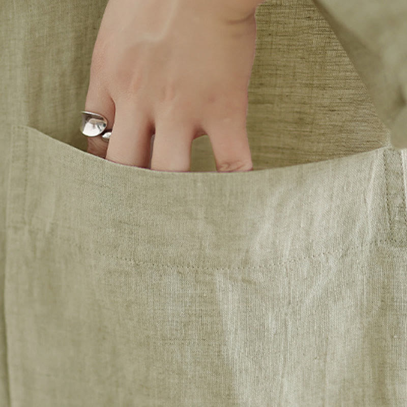 Buddha Stones Camicia da donna in cotone con bottoni, maniche lunghe, girocollo e tasche, tinta unita - image 15