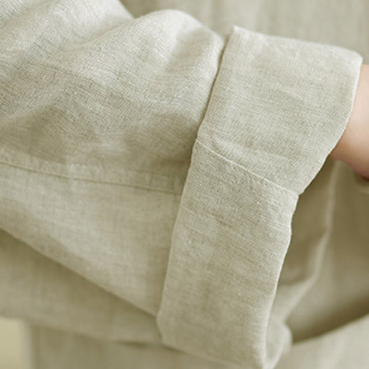 Buddha Stones Camicia da donna in cotone con bottoni, maniche lunghe, girocollo e tasche, tinta unita - image 16