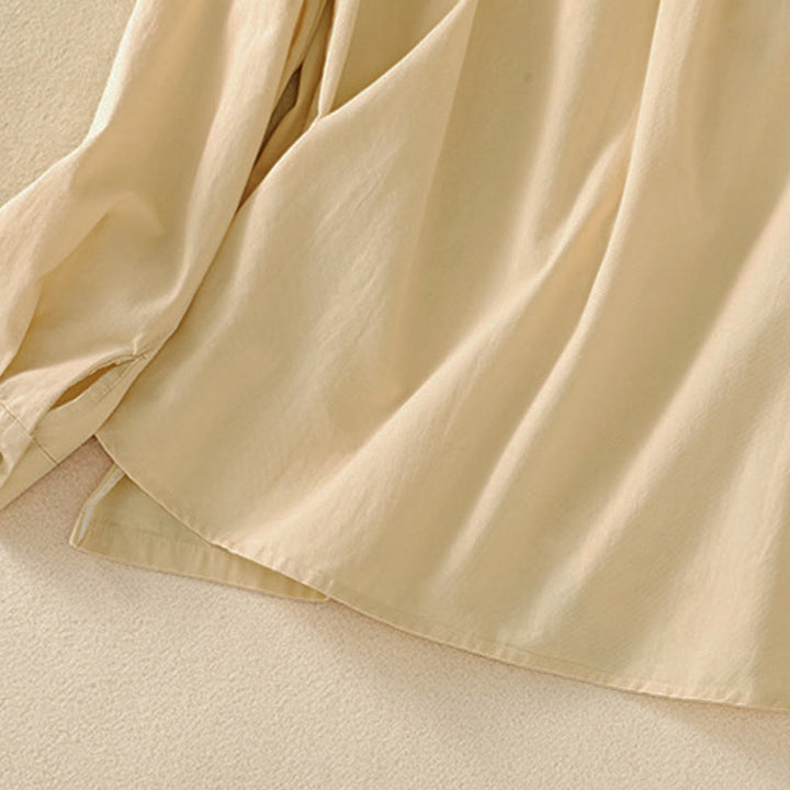 Buddha Stones Camicia da donna in cotone con bottoni, maniche lunghe, tasche e revers primaverili - image 13