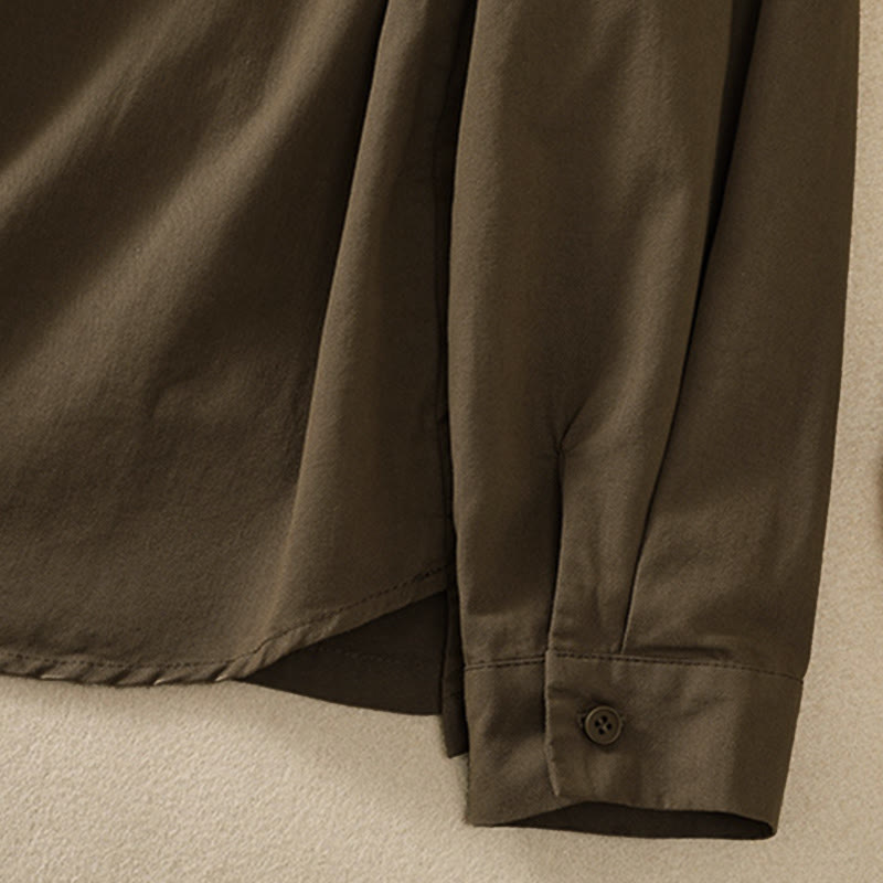 Buddha Stones Camicia da donna in cotone con bottoni, maniche lunghe, tasche e revers primaverili - image 7